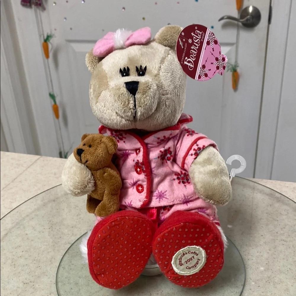 Starbucks Pink Pajama Bearista Bear with Teddy bear coffee
